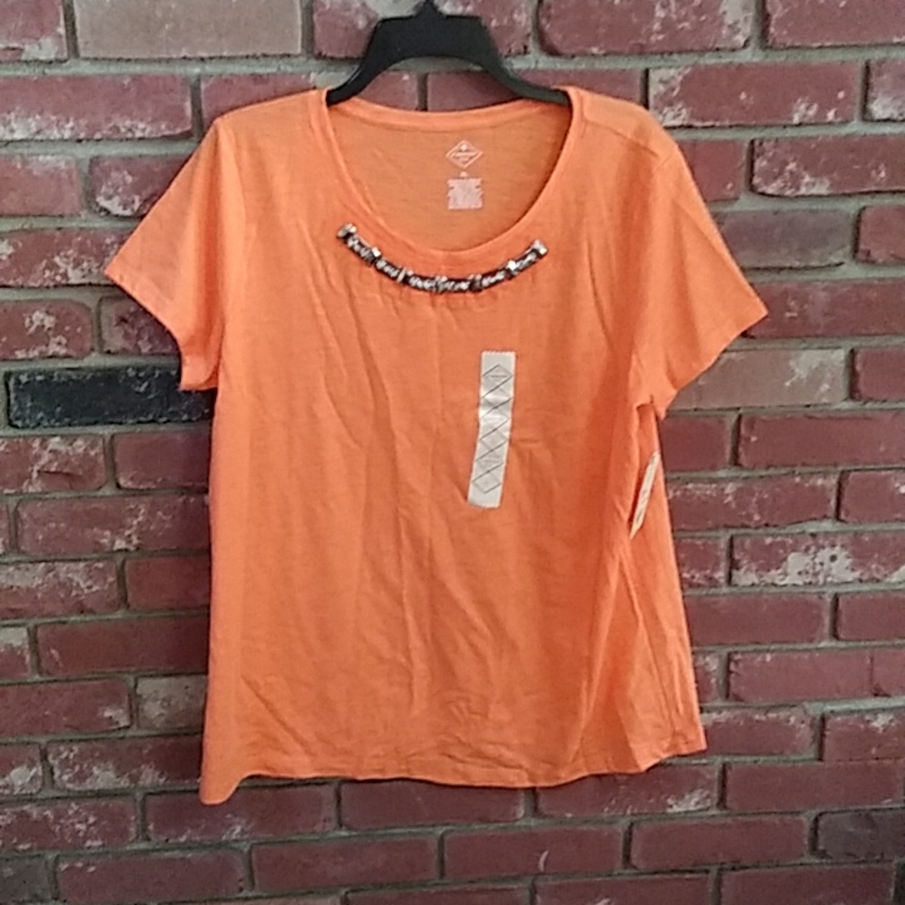Orange bejeweled tshirt